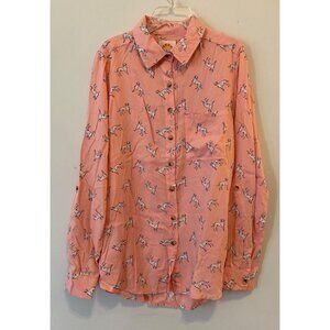 C&C California Pink Button-Down Long Sleeve Shirt Dalmatian Dog Print Small